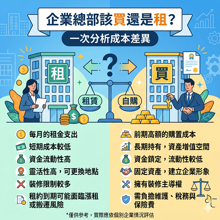 企業總部該買還是租?